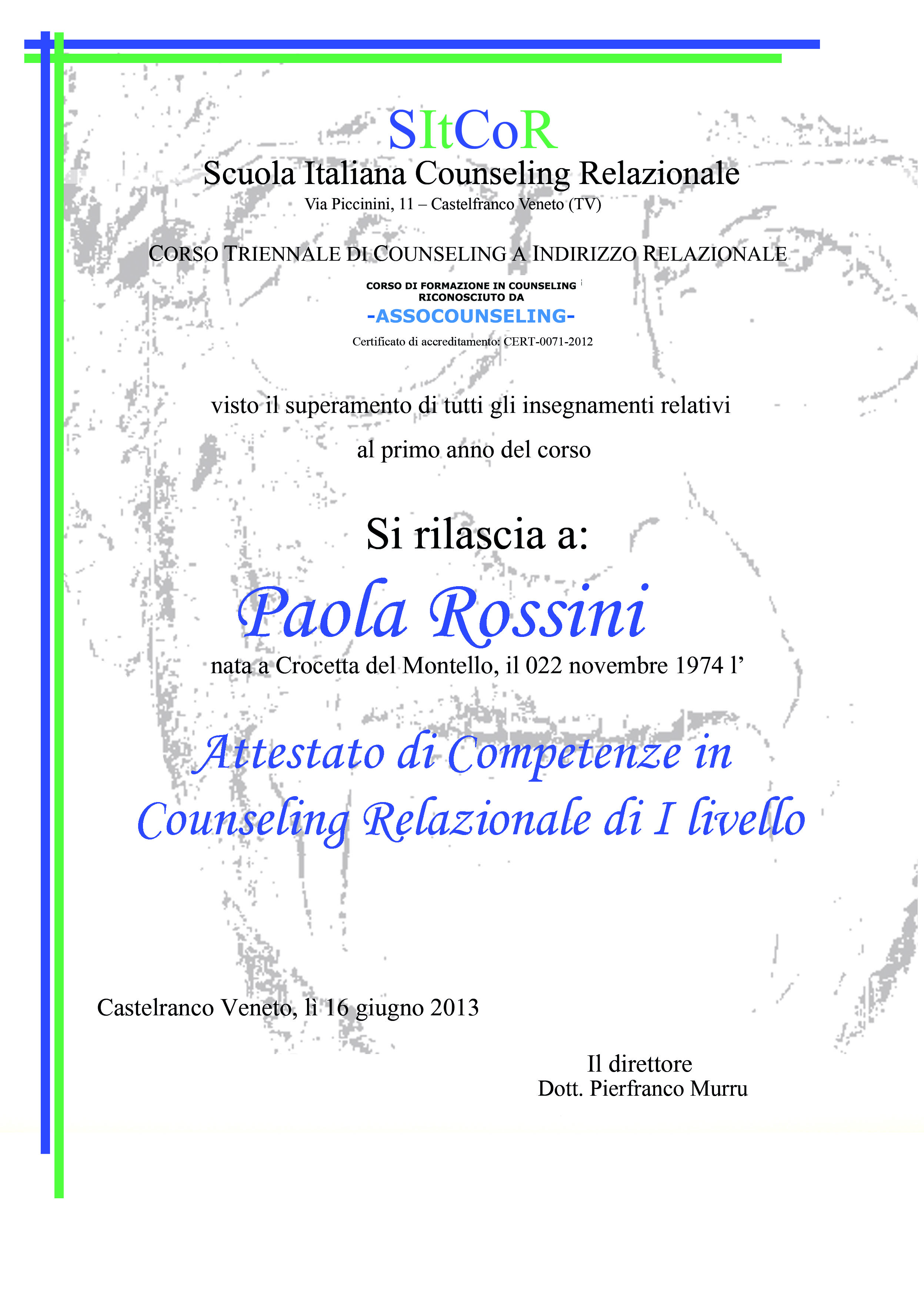 Attestato di competenza 1° anno